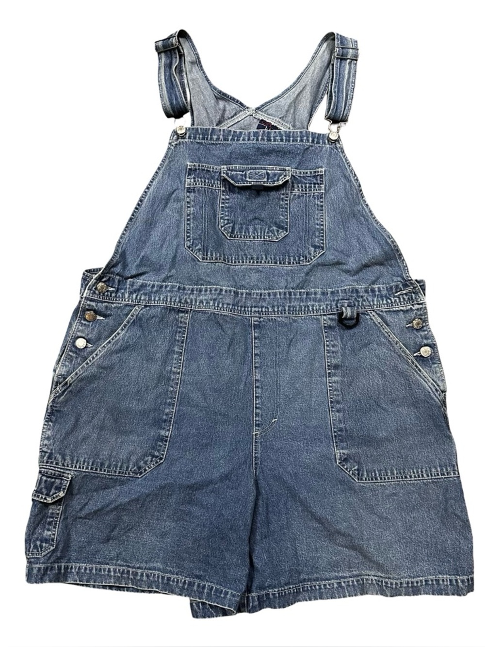 Y2K CST Blues Denim Short Overalls Shortalls Size 20W 100% Cotton Summer Casual